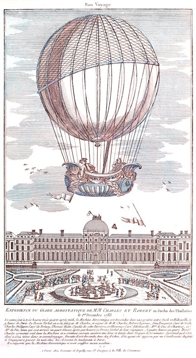 İlk insanlı hidrojen balonu uçuşu, 1783 by French School