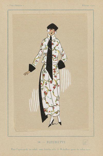 Fleurette, bar. 1922 şablon baskı. by French School