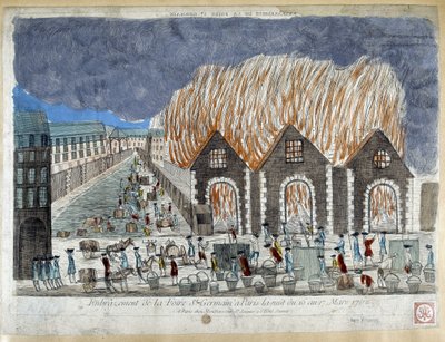 Paris'teki Foire Saint Germain Fuarı, 16-17 Mart 1762 gecesi - gravür by French School