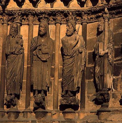 Katedral cephesinden dört figür, c.1230-40 (kireçtaşı) by French School