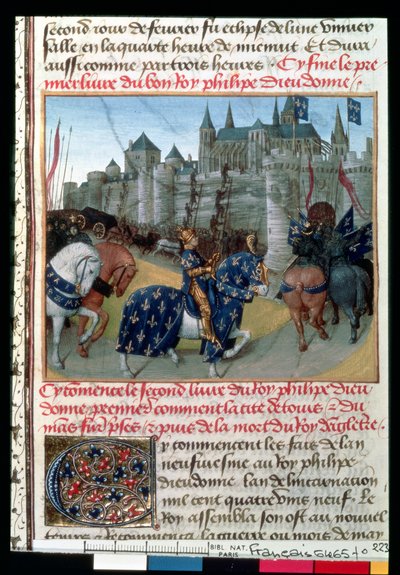 Fr 6465 f.223 Philippe Auguste (1165-1223) tarafından Fransa Kralı 1202 by French School