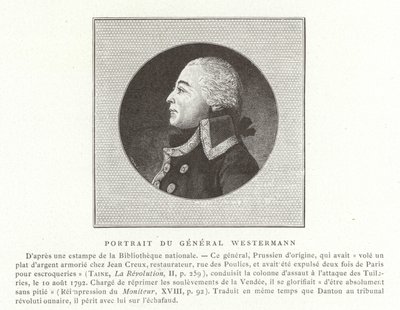 Francois Joseph Westermann, Fransız politikacı ve Fransız Devrim Savaşları generali by French School