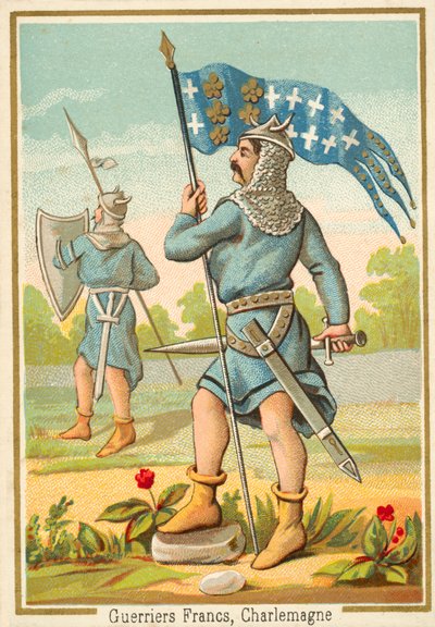 Charlemagne (chromolitho) zamanının Frank savaşçıları by French School
