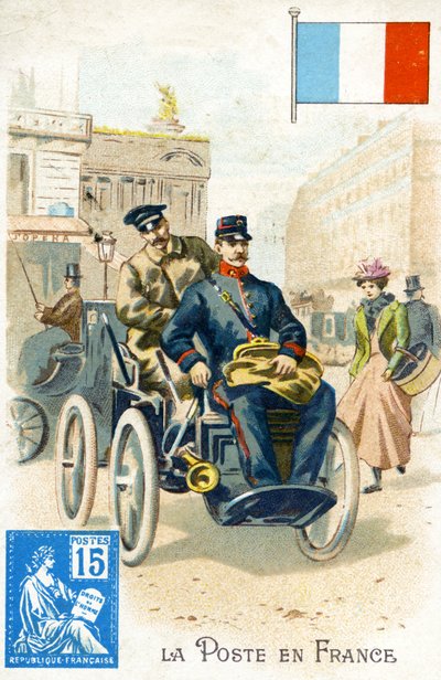 19. yüzyılın sonlarında elektrikle çalışan bir araçta Fransız Postacı by French School