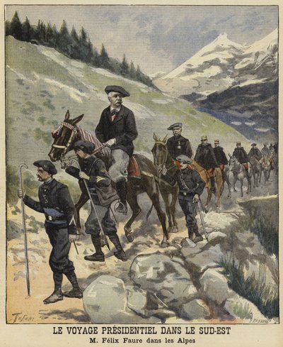 Fransa Cumhurbaşkanı Felix Faure Alplerde, 1897 by French School