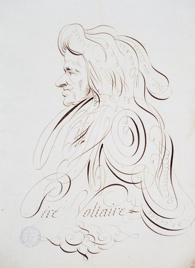 Fransız kaligrafisi: 1780 civarında Bernard de Paris tarafından Peder Voltaire