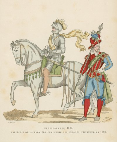 Fransız askeri kostümü, 16. yüzyıl sonu by French School