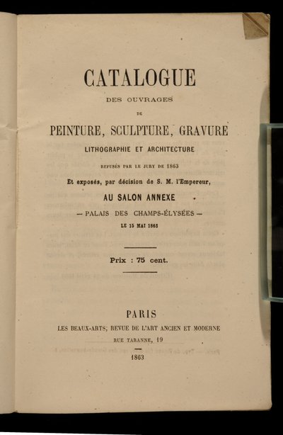 Salon des Refuses, 1863 için kataloğun ön yüzü by French School