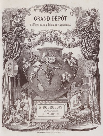 Grand Depot de Porcelaines, Faiences et Verreries (renkli taş) kataloğunun ön yüzü by French School