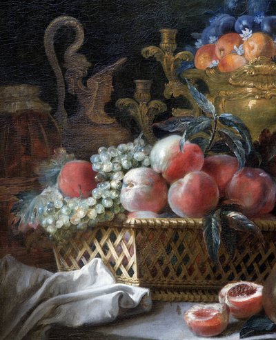 Meyve vazosu ve sepeti (detay). 1770 (tuval üzerine yağlı boya) by French School