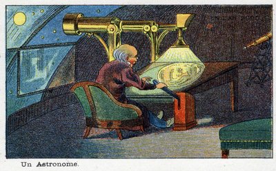 Futuredays: 2000 Yılının Ondokuzuncu Yüzyıl Vizyonu Serisi: Bir astronom (belirli bir teleskopla çalışan). Villemard