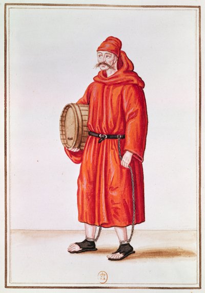 Venedik'ten Kadırga Köle (kağıt üzerine suluboya) by French School