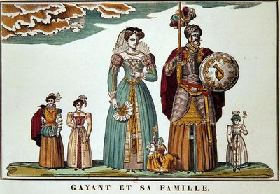 Gayant ve ailesi, Imagerie de Lille (renkli taş) by French School