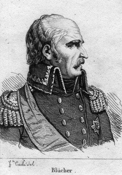 Gebhard Leberecht, Prens Blucher von Wahlstatt (1742-1819), Prusya mareşali. 19. yüzyılın gravürü. by French School