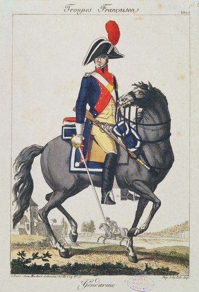 Ata binmiş jandarma, 1807 (renkli gravür) by French School