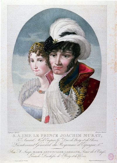 General Joachim Murat (c.1767-1815) ve eşi Caroline Bonaparte (1782-1839) by French School