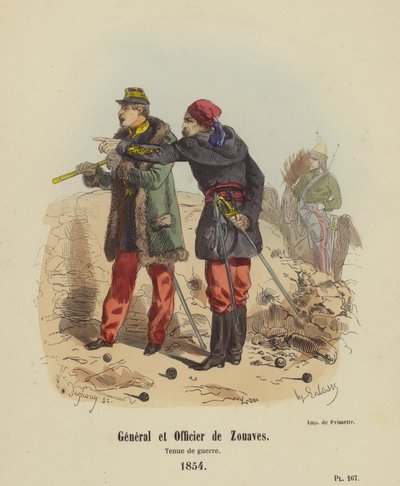General ve Zouaves Subayı, Savaş Elbisesi by French School