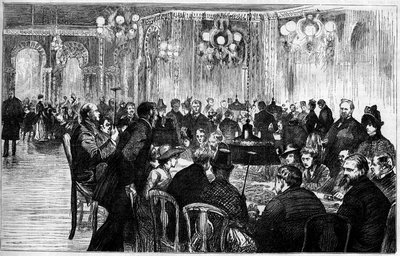 Monte Carlo (Monte-Carlo) kumarhanesinin oyun odasının genel görünümü. “” Le Monde Illustré” de gravür by French School