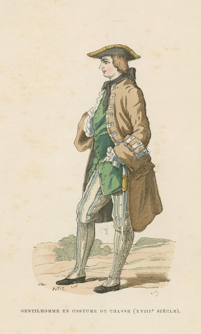 Av elbiseli beyefendi, 18. yüzyıl by French School
