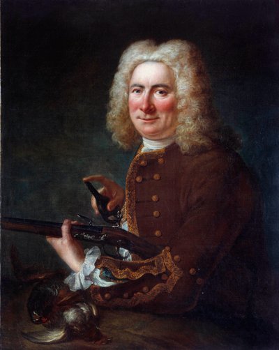 Çakmaktaşı tüfekli bir beyefendi. 18. yüzyılın anonim tablosu. Gien, Musee de la chasse - Çakmaklı tabancalı bir beyefendi. 18. yüzyılın anonim tablosu. Avcılık Müzesi, Gien, Fransa by French School