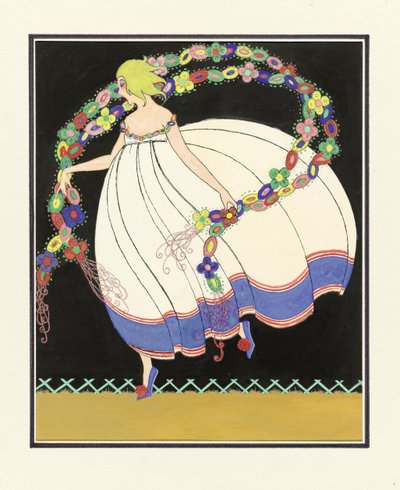 Çift Çelenk ile Dans Eden Kız, pub. 1920 by French School