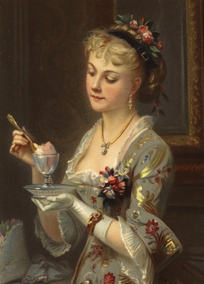Altın kaşıkla şerbet yiyen kız (chromolitho) by French School