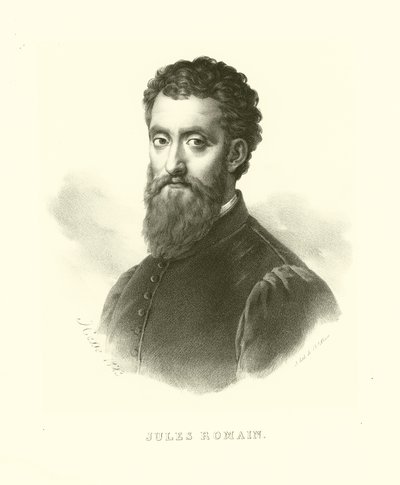 Giulio Pippi olarak da bilinen Giulio Romano, portre (gravür) by French School
