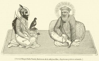 Govind Sing et Baba-Nanek, Sike dininin kurucuları (gravür) by French School