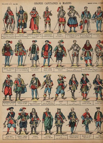 Büyük askeri figürler (renkli gravür) by French School