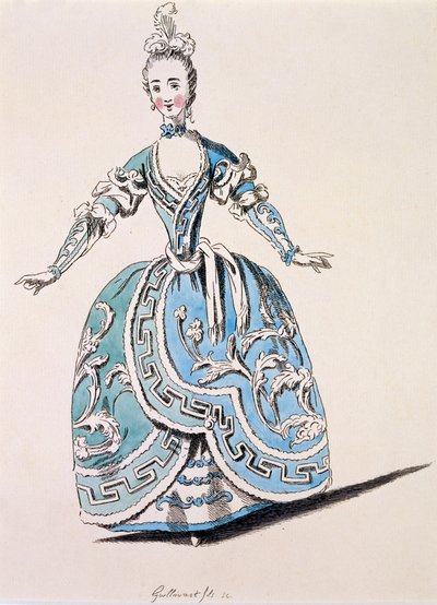 Scanderbeg'deki Koro için Yunan Kostümü, A.Guillaumot fils'in tıpkıbasımı, 1763 (el boyaması gravür) by French School