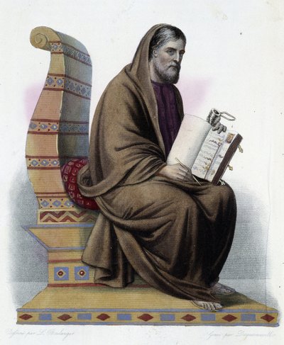 Gregoire de Tours (538-594) Tours piskoposu ve kilise tarihçisi - “Le Plutarque francais”, Mennechet, Paris by French School