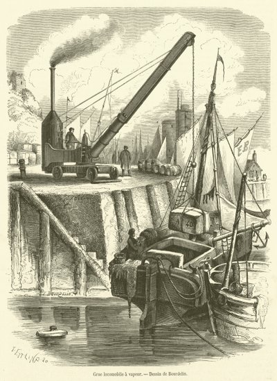 Buharlı lokomotif vinci (gravür) by French School