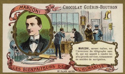 Guglielmo Marconi, İtalyan mucit ve radyo öncüsü (chromolitho) by French School