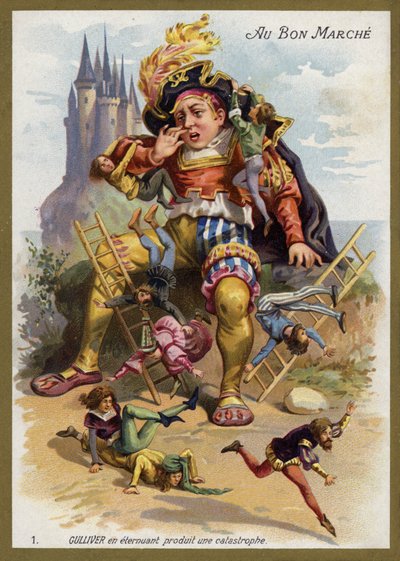 Gulliver hapşırır ve bir felakete neden olur (chromolitho) by French School