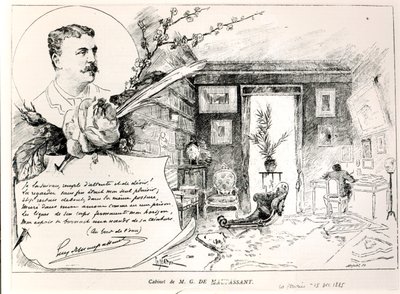Guy de Maupassant (1850-93) ve Çalışması by French School