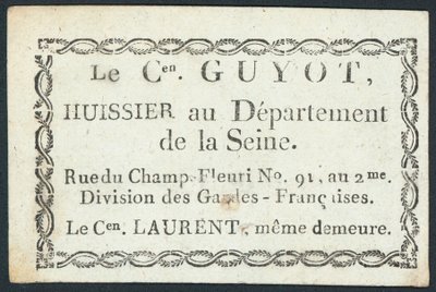 Guyot, icra memuru, ticaret kartı by French School