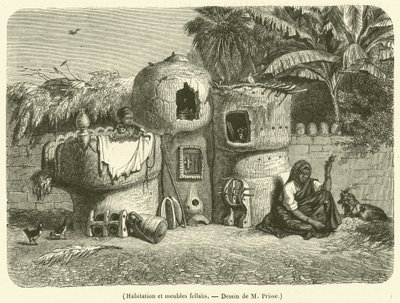 Fellah konut ve mobilya (gravür) by French School