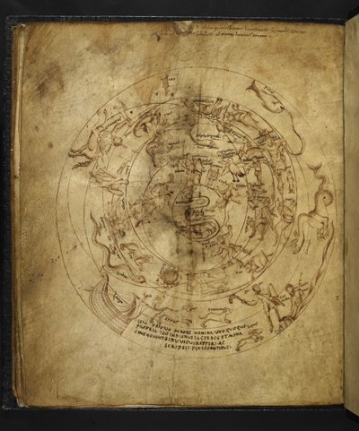 Harley 647 f.21v Kuzey ve Güney Yarımküre diyagramı, Marcus Tullius Cicero (parşömen) tarafından 