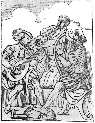 16. yüzyılda arp ve lavta oyuncuları (Cythara ve Testudo). “” Pitoresk mağaza” da” 1836 by French School