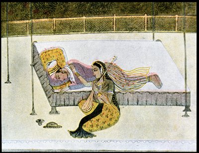 O müziksiz bir hiçtir, Binbir Gece Masalları için illüstrasyon, 1895 (renkli gravür) by French School