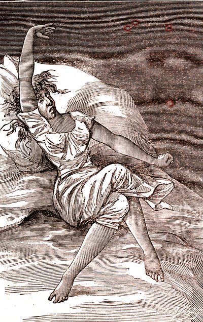 Baş ağrısı, melankoli ve histeri, kaygı. 1887 (gravür) by French School