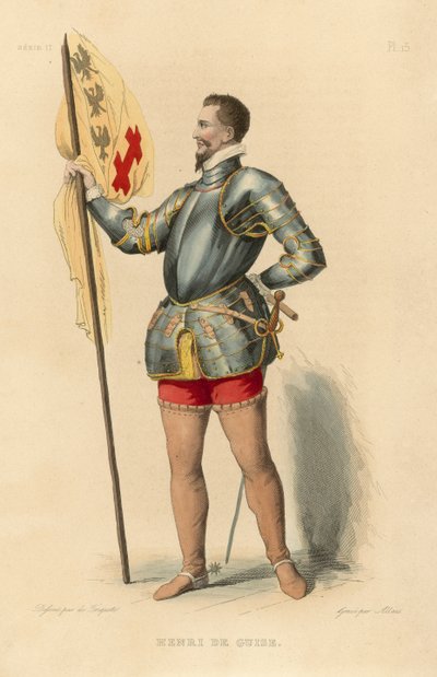 Henri de Guise (renkli gravür) by French School