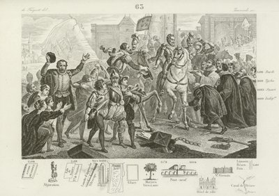 Fransa Kralı IV. Henry, şehrin valisi Comte de Brissac eşliğinde Paris