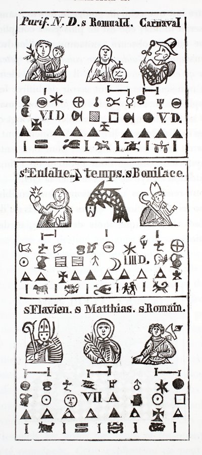 Almanaktaki hiyeroglif karakterler by French School