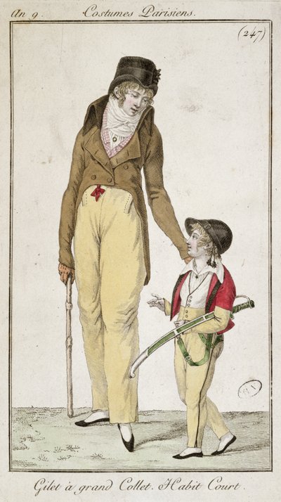 Yüksek boyunlu yelek ve kısa sabahlık, Costumes Parisiens