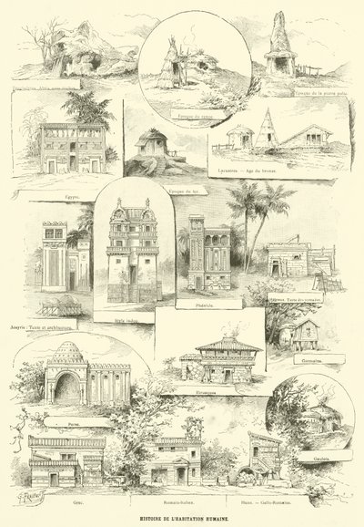 İnsan Yerleşiminin Tarihi (gravür) by French School