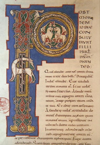 Limoges kökenli bir Latin İncilinden, birbirine geçen bir deseni ve fantastik hayvanları betimleyen tarihi ilk 