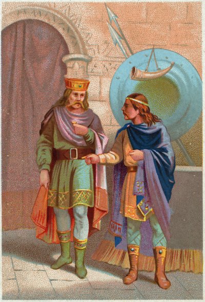Tarih. Fransa. I. Childeric, Merovenj kralı, Franklar tarafından kovuldu. Görüntüler, Fransa, c.1900 (baskı) by French School