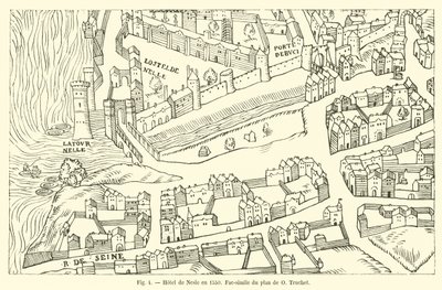 1550 yılında Hotel de Nesle, O Truchet haritasının tıpkıbasımı by French School