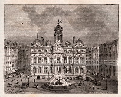 Hotel de Ville de Lyon - - VA Malt-Brown tarafından “” La France illustree: coğrafya, tarih, istatistiksel yönetim””deki gravür. 1884 by French School